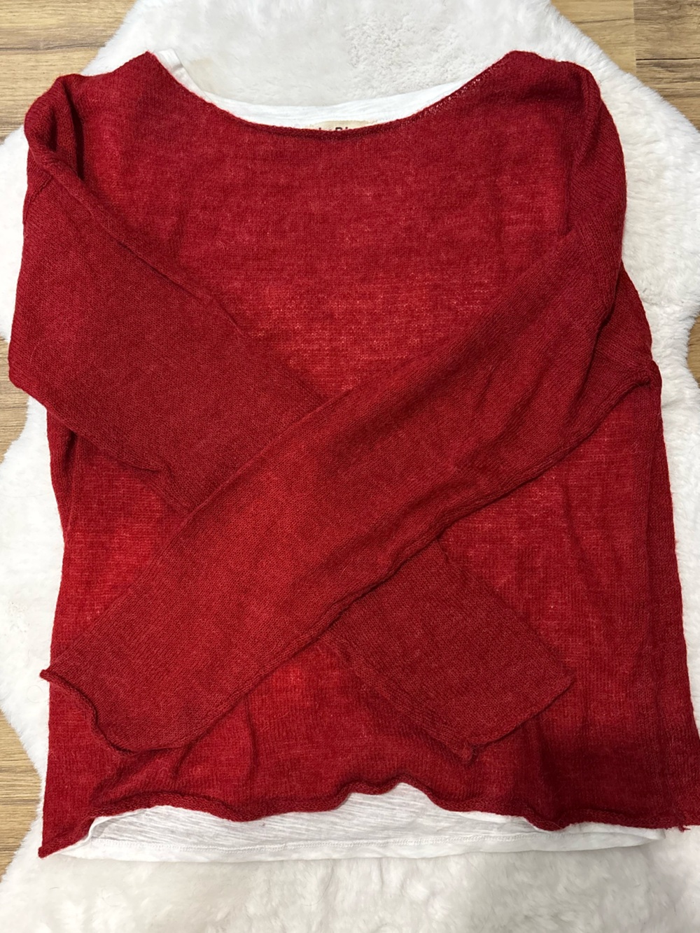 Red Wool Layered Sweater